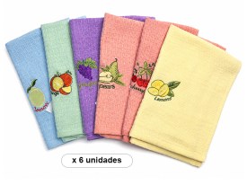 Repasador nido de abeja x6 FRUTAS 